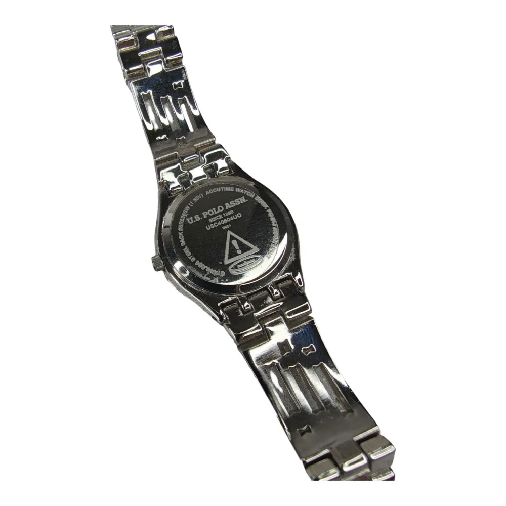 U.S. Polo Assn. Women's Silver-Tone Bracelet Watch with Blue Face